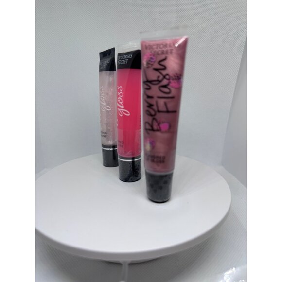 Victorias Secret Satin Gloss Berry Flash Flavored Lip Gloss Trio Set - Picture 6 of 7